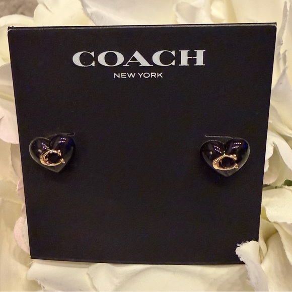 Coach Signature C Heart Stud Earrings - NEW - Picture 2 of 5